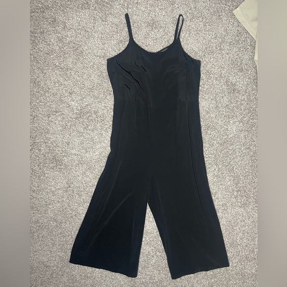 Eileen Fisher | Tencel Lyocell Crepe Jumpsuit Black Stretch Comfort Wide Leg - Picture 2 of 6